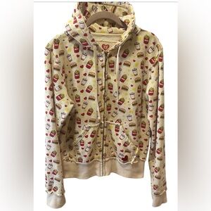Loungefly Cream and Red Burgers & Fries soda Hoodie size L